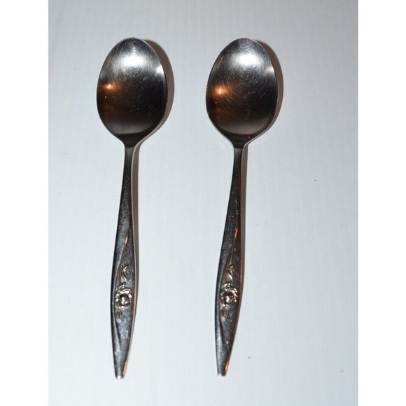 Oneida craft Deluxe serving spoon Lasting Rose Pre-owned 2 pc set - Picture 1 of 11